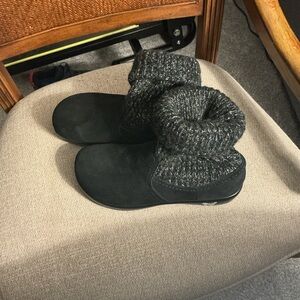 Alegria Black Ankle Boots with Knit Cuff